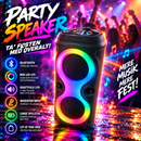 Bluetooth – afspil musik trådløst fra mobil, tablet m.m.
RGB LED-lysshow med 5 forskellige lysindstillinger
2 × 4" højttalerenheder
20 W samlet output – 2 × 10 W
Mikrofonindgang – perfekt til karaoke
FM-radio
USB-afspilning – tilslut USB-stick og afspil musik
Indbygget genopladeligt lithiumbatteri
Mulighed for at forbinde to højttalere trådløst
Indbygget håndtag – nem at tage med
Micro USB-opladning